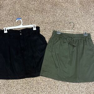 LOFT Black and Green Mini Skirt Set